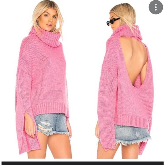 One Teaspoon Hot Pink Winona Keyhole open back sweater - Picture 2 of 10